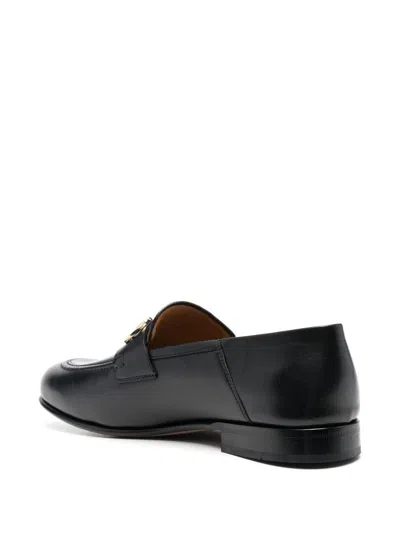 Ferragamo Salvatore  Gancini Leather Loafers In Black