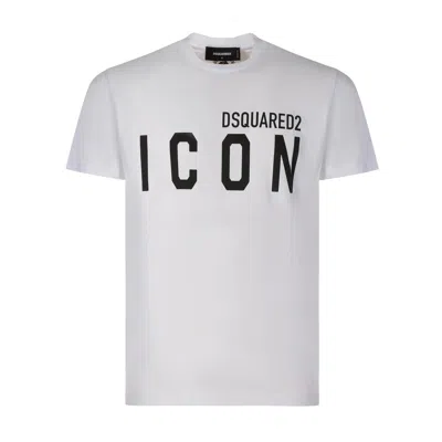 Dsquared2 White Crewneck T-shirt With Maxi Logo Print On The Front In Cotton Man