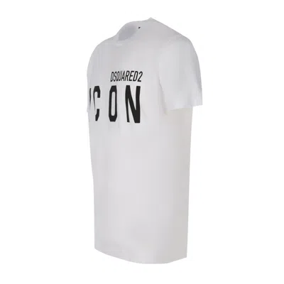 Dsquared2 White Crewneck T-shirt With Maxi Logo Print On The Front In Cotton Man