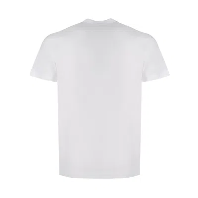 Dsquared2 White Crewneck T-shirt With Maxi Logo Print On The Front In Cotton Man