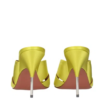 Amina Muaddi Green Satin Stiletto Heels Sandals In Green