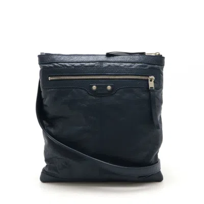 Pre-owned Balenciaga Black Blue Navy Leather Shoulder Bag ()
