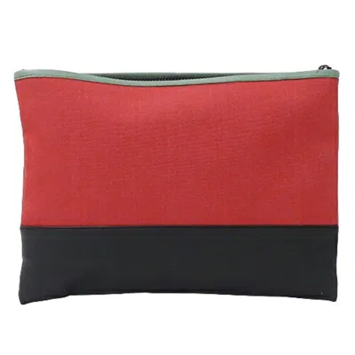 Pre-owned Bottega Veneta Black Blue Red Color Leather Nylon Clutch Bag ()