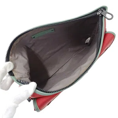 Pre-owned Bottega Veneta Black Blue Red Color Leather Nylon Clutch Bag ()