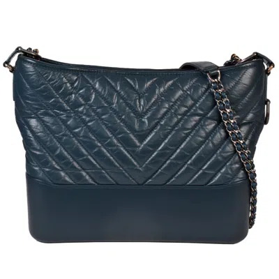 Pre-owned Chanel Gabriel Navy Suede Shoulder Bag () In Blue