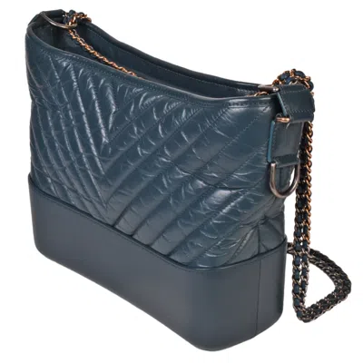 Pre-owned Chanel Gabriel Navy Suede Shoulder Bag () In Blue