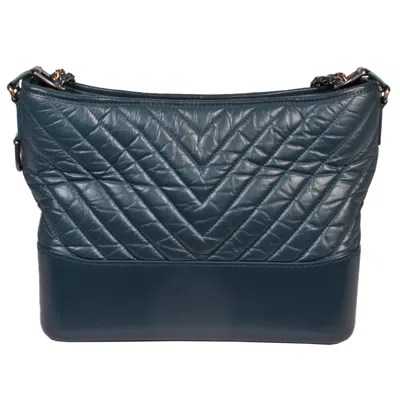 Pre-owned Chanel Gabriel Navy Suede Shoulder Bag () In Blue