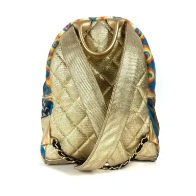 Pre-owned Chanel Gold Leather Canvas Backpack ()