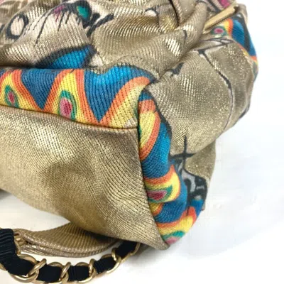 Pre-owned Chanel Gold Leather Canvas Backpack ()
