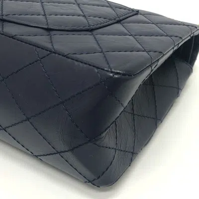 Pre-owned Chanel Navy Leather Shoulder Bag () In Blue