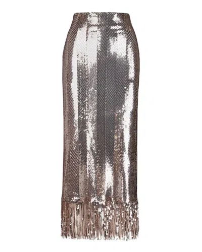 Smythe High Waisted Sequin Skirt In Gray