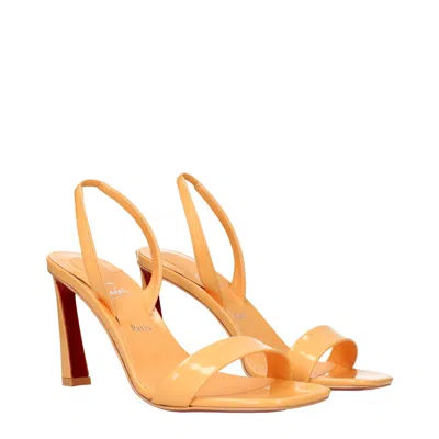 Christian Louboutin Orange Leather Stiletto Heel Women's Sandals In Orange