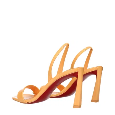 Christian Louboutin Orange Leather Stiletto Heel Women's Sandals In Orange