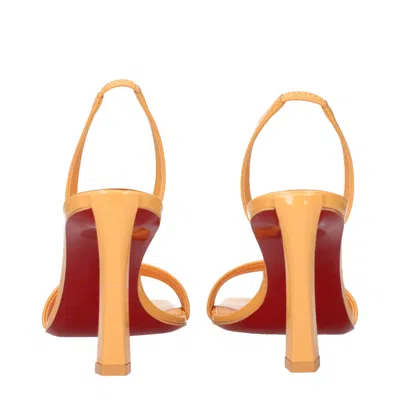 Christian Louboutin Orange Leather Stiletto Heel Women's Sandals In Orange