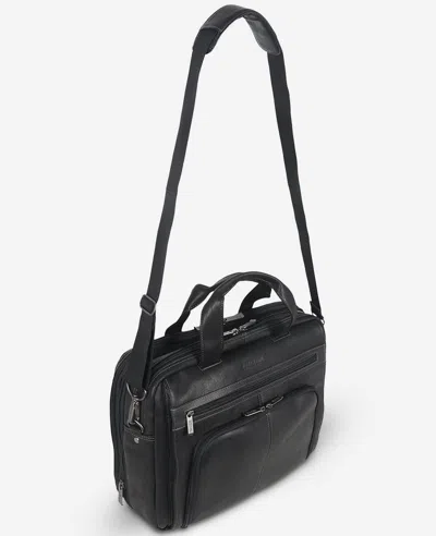 Kenneth Cole Colombian Leather Top Zip Messenger Bag In Black