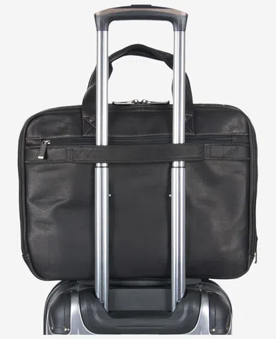 Kenneth Cole Colombian Leather Top Zip Messenger Bag In Black