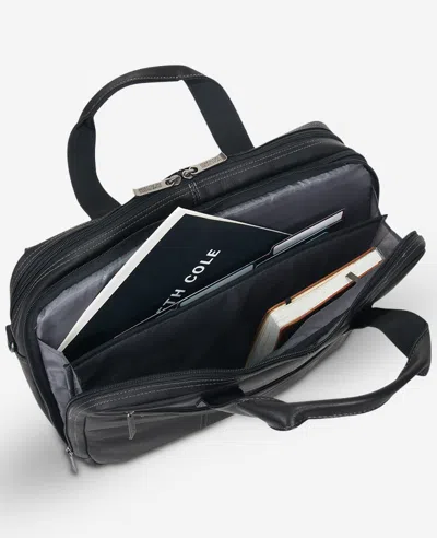 Kenneth Cole Colombian Leather Top Zip Messenger Bag In Black