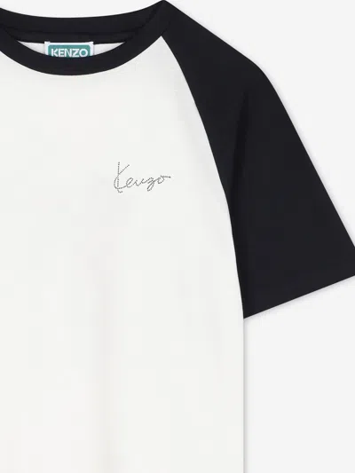 Kenzo Boys Contrast Logo T-shirt In White