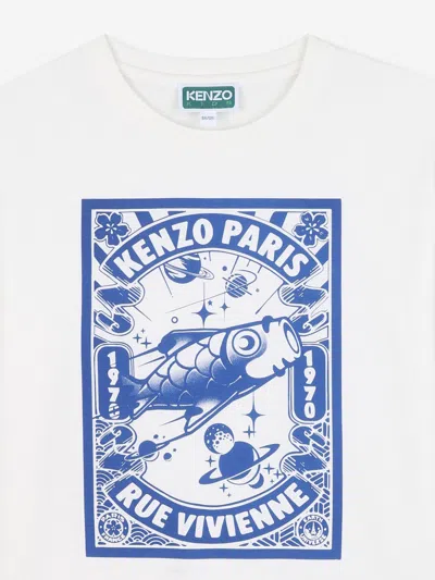 Kenzo Boys Branded Print T-shirt In White