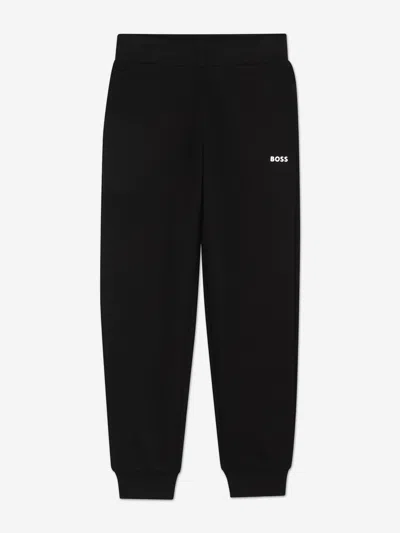 Hugo Boss Boss Boys Logo Print Joggers In Black