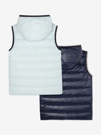 Hugo Boss Boss Boys Reversible Down Padded Gilet In Blue