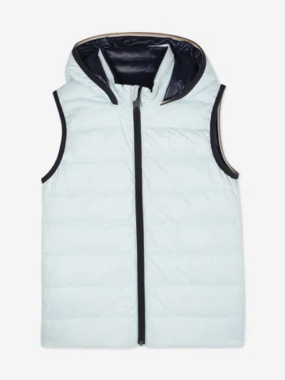 Hugo Boss Boss Boys Reversible Down Padded Gilet In Blue