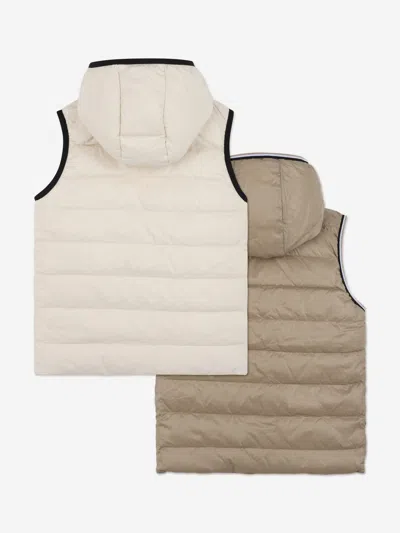Hugo Boss Boss Boys Reversible Down Padded Gilet In Gray