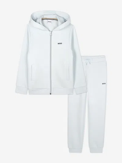 Hugo Boss Boss Boys Logo Print Tracksuit In Blue