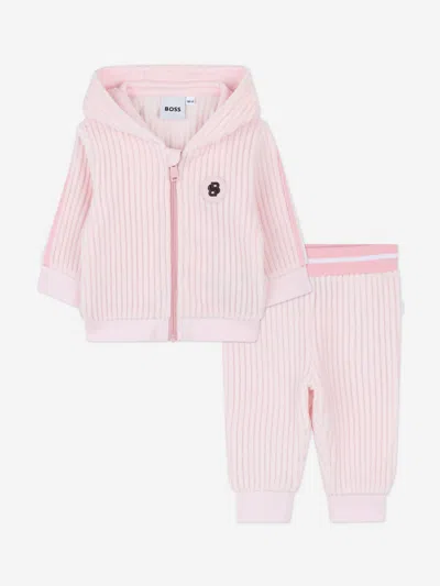 Hugo Boss Boss Baby Girls Logo Tracksuit In Pink