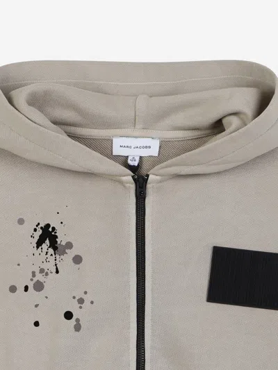 Marc Jacobs Boys Logo Zip Up Top In Gray