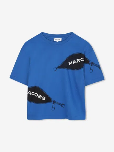Marc Jacobs Boys Zipped Print T-shirt In Blue