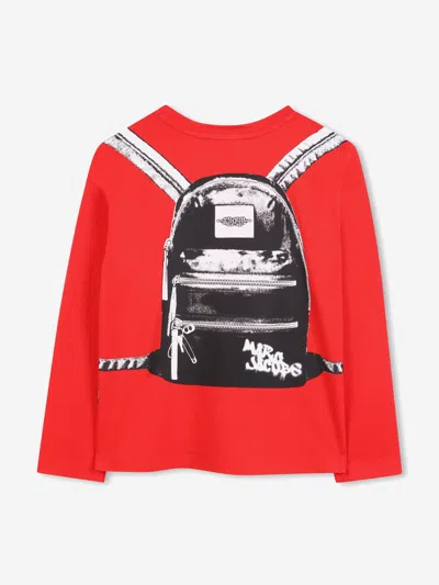 Marc Jacobs Boys Long Sleeve Backpack Print T-shirt In Red