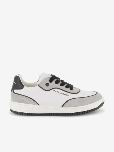 Marc Jacobs Kids Leather Logo Lace-up Trainers In Gray