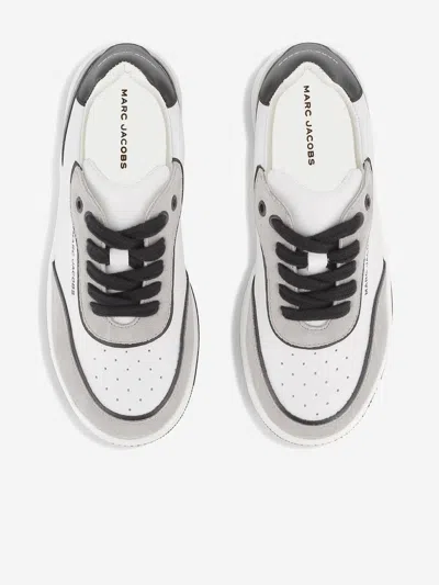 Marc Jacobs Kids Leather Logo Lace-up Trainers In Gray