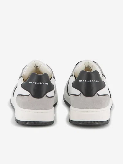Marc Jacobs Kids Leather Logo Lace-up Trainers In Gray