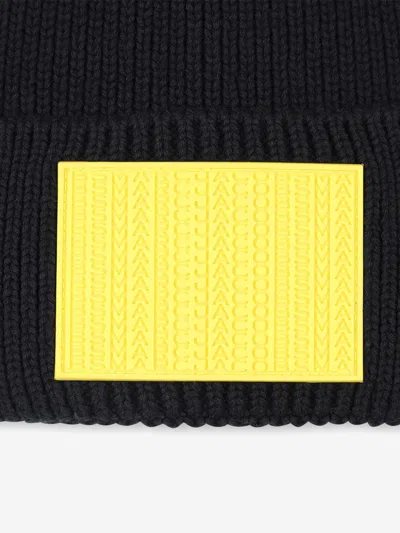 Marc Jacobs Boys Logo Knitted Beanie Hat In Black