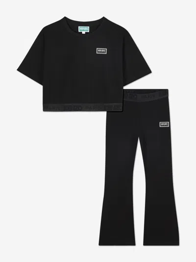 Kenzo Girls T-shirt And Pants Set In Black