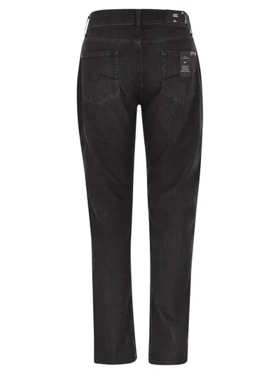 7 For All Mankind Slimmy Tapered Skinny Medium Waisted Jeans In Black