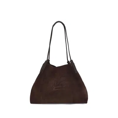 Etro Brown Calf Leather Bos Taurus Shoulder Women's Bag In Brown