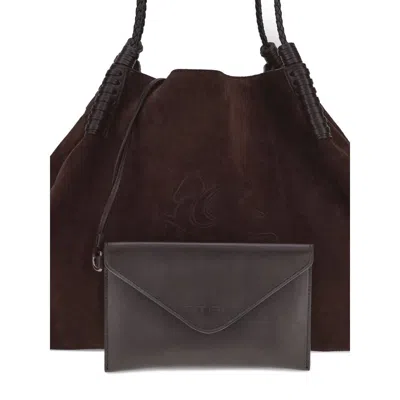 Etro Brown Calf Leather Bos Taurus Shoulder Women's Bag In Brown