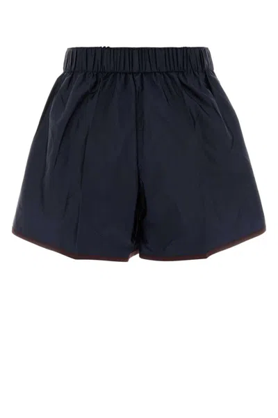 Prada Re-nylon Pleated Shorts Short Length In Blue