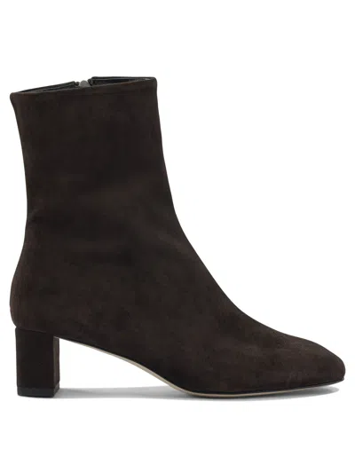 Aeyde 45mm Millie Suede Block-heel Boots In Brown
