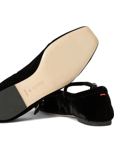 Aeyde "uma" Velvet Ballet Flats In Black