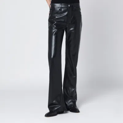 Agolde Black Faux Leather Trousers In Black