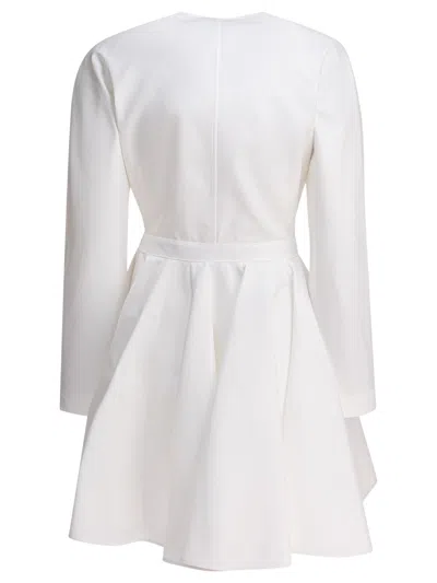Alaïa Asym Belt Dress In Poplin In White