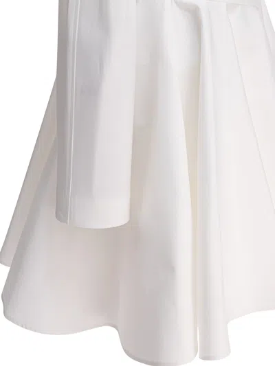 Alaïa Asym Belt Dress In Poplin In White