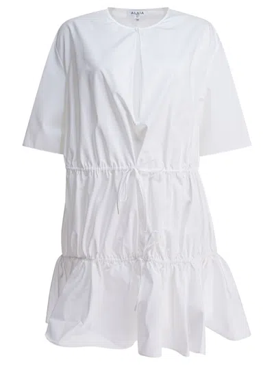Alaïa Cotton Poplin Dress In White
