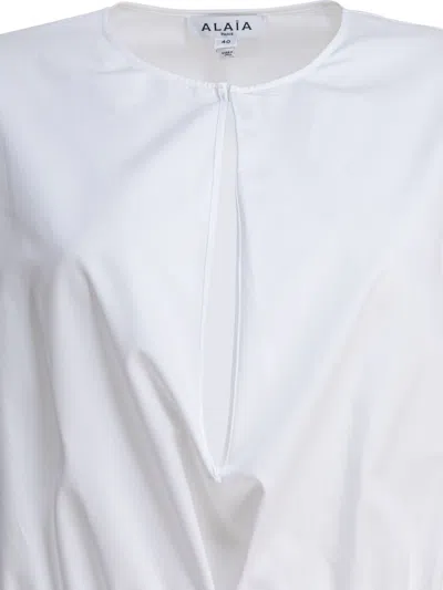 Alaïa Cotton Poplin Dress In White