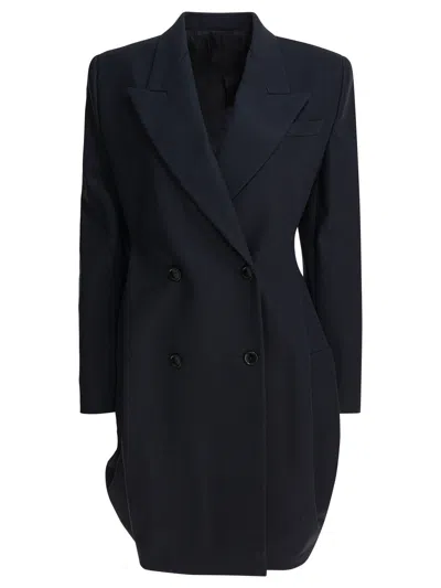 Alaïa Double Breasted Rounded Coat In Blue