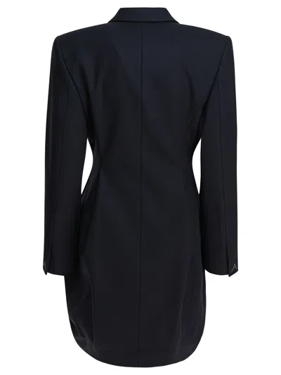 Alaïa Double Breasted Rounded Coat In Blue